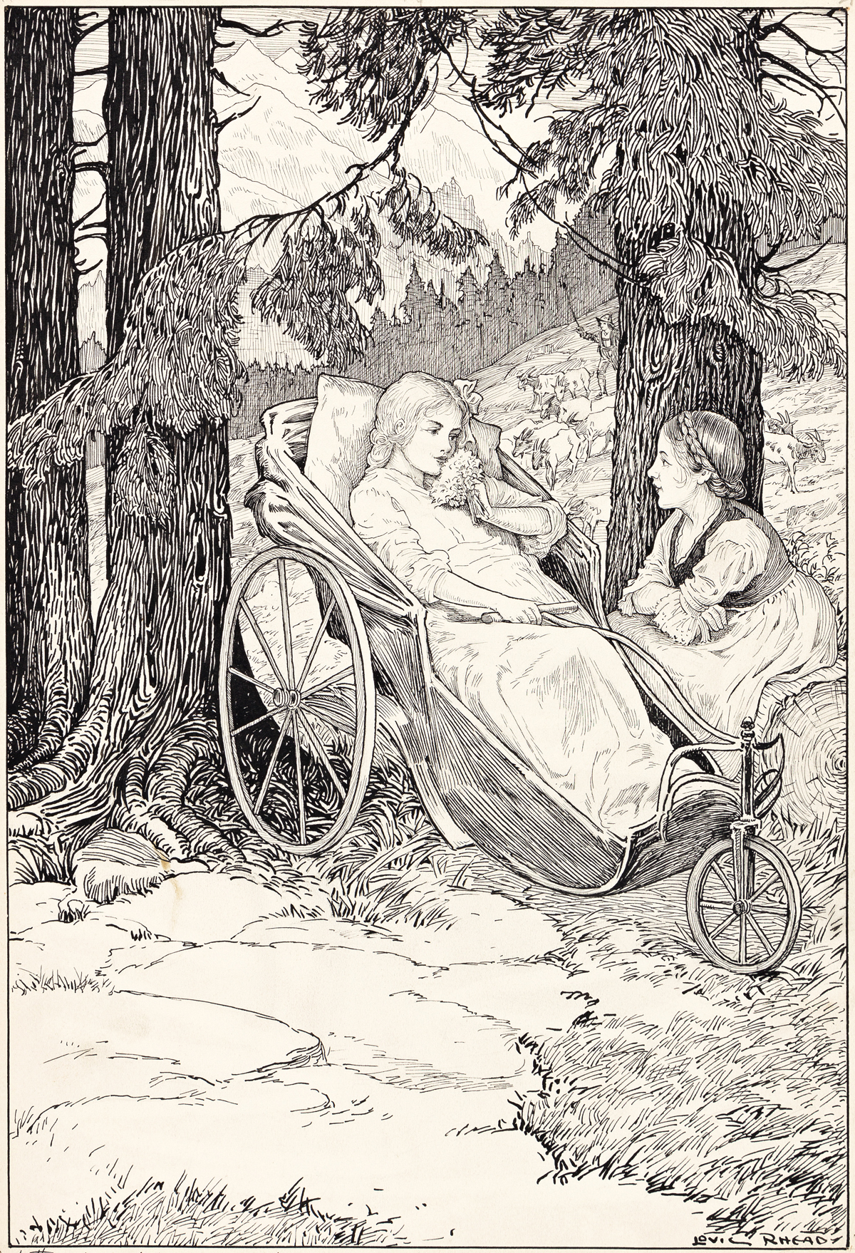 LOUIS RHEAD (1857-1926) So they sat and chatted under the trees. [CHILDRENS]